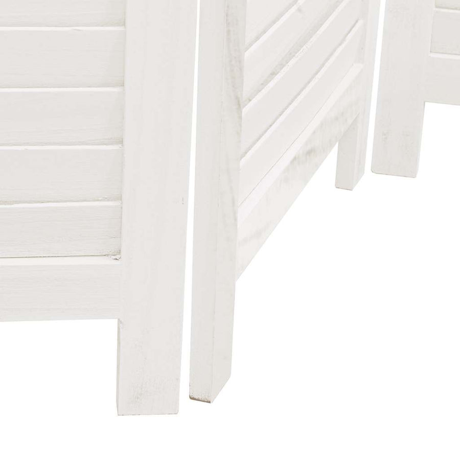 Room Divider 3 Panels Retro White Solid Wood Paulownia
