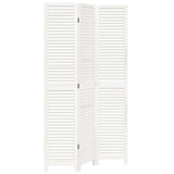 Room Divider 3 Panels White Solid Wood Paulownia