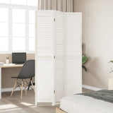 Room Divider 3 Panels White Solid Wood Paulownia - Side View