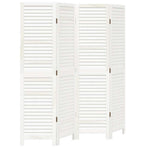 Room Divider 4 Panels Retro White Solid Wood Paulownia