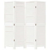 Room Divider 4 Panels White Solid Wood Paulownia - Top-Down View
