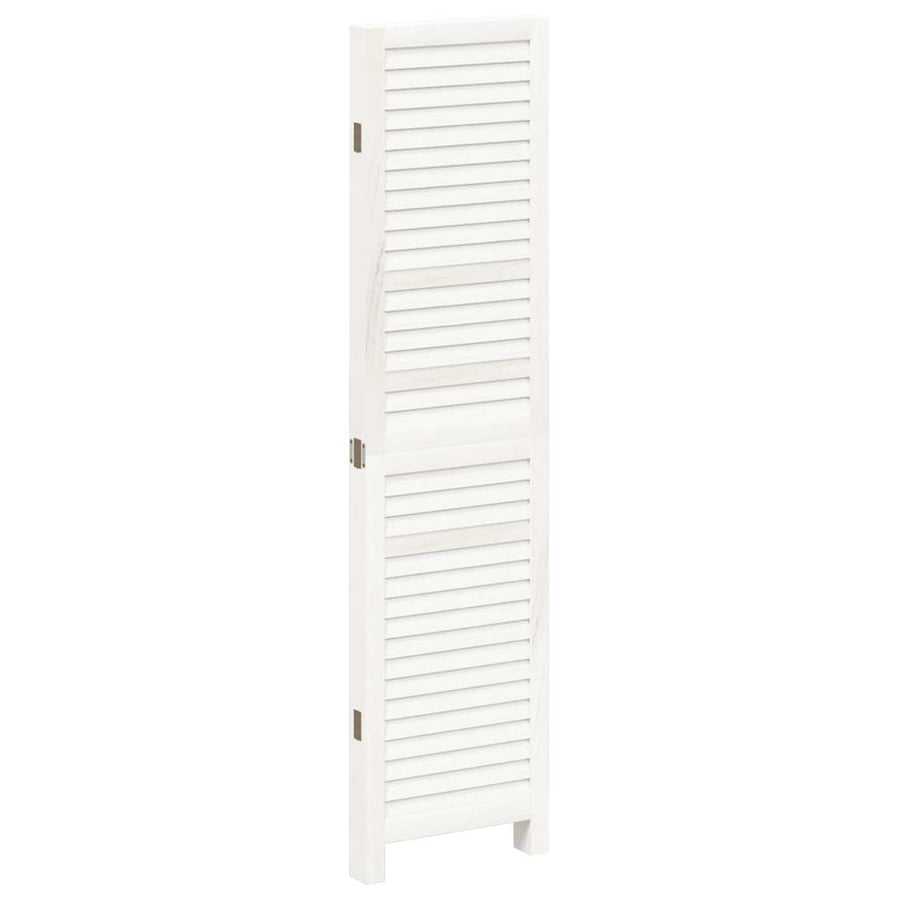 Room Divider 4 Panels Retro White Solid Wood Paulownia