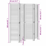 Room Divider 4 Panels White Solid Wood Paulownia