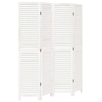 Room Divider 4 Panels Retro White Solid Wood Paulownia