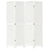 Room Divider 4 Panels White Solid Wood Paulownia - Top-Down View
