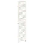 Room Divider 4 Panels Retro White Solid Wood Paulownia