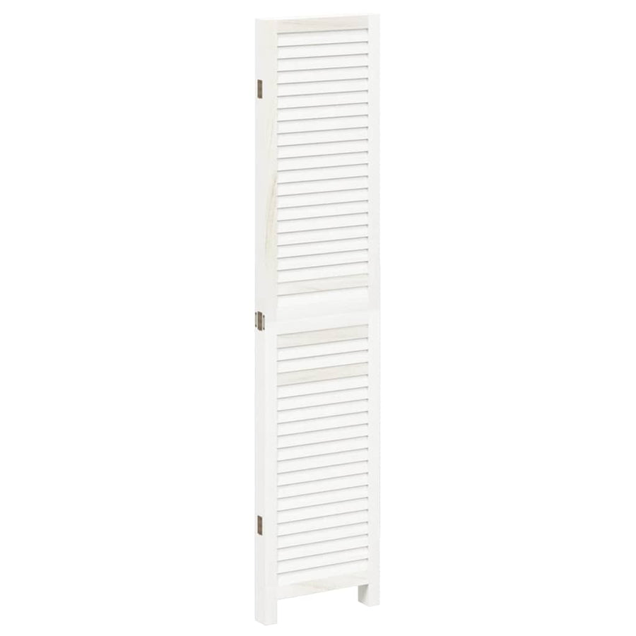 Room Divider 4 Panels Retro White Solid Wood Paulownia