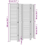 Room Divider 4 Panels White Solid Wood Paulownia