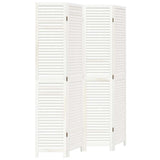 Room Divider 4 Panels White Solid Wood Paulownia