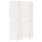 Room Divider 4 Panels Retro White Solid Wood Paulownia