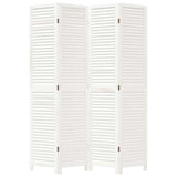 Room Divider 4 Panels White Solid Wood Paulownia