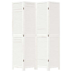 Room Divider 4 Panels Retro White Solid Wood Paulownia