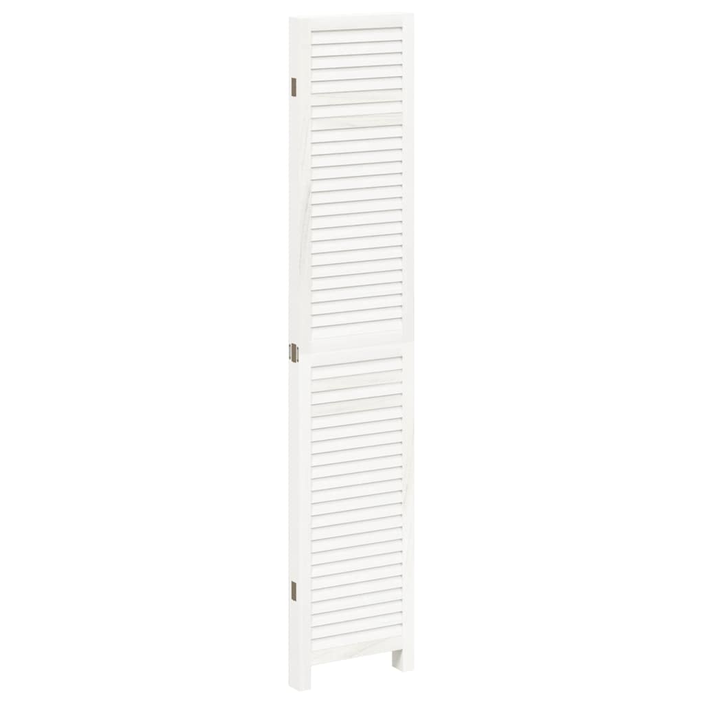 Room Divider 4 Panels White Solid Wood Paulownia