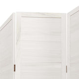Room Divider 4 Panels White Solid Wood Paulownia