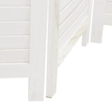 Room Divider 4 Panels White Solid Wood Paulownia