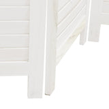 Room Divider 4 Panels White Solid Wood Paulownia - Close-Up Angle