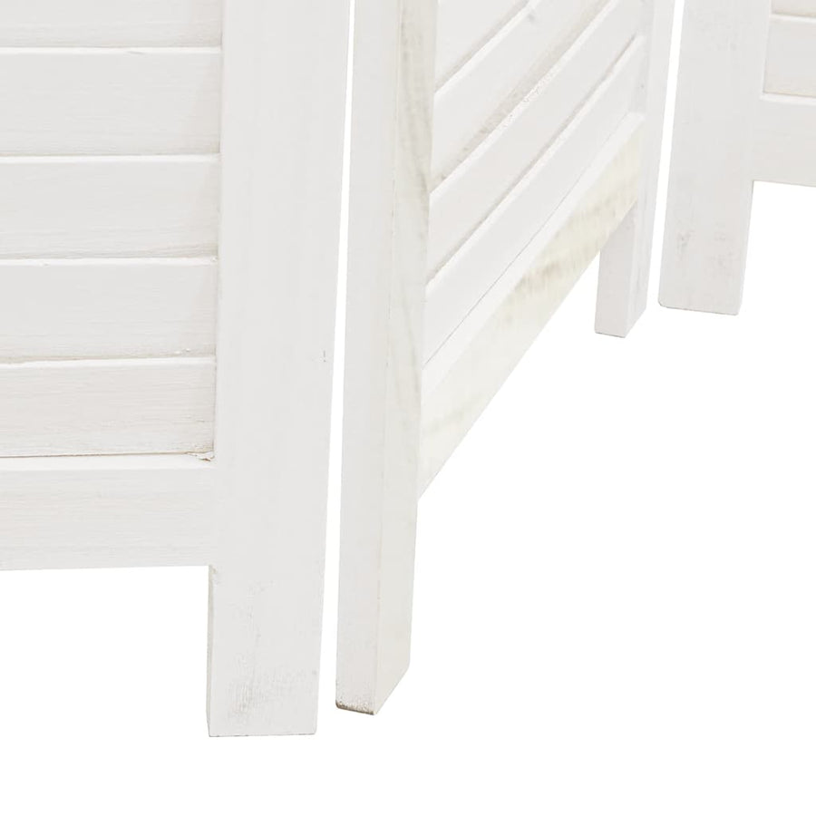 Room Divider 4 Panels Retro White Solid Wood Paulownia
