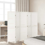 Room Divider 5 Panels White Solid Wood Paulownia - Side View