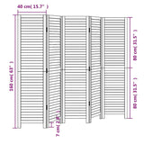 Room Divider 5 Panels White Solid Wood Paulownia - Low Angle