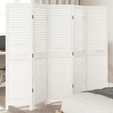 Room Divider 5 Panels White Solid Wood Paulownia