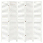 Room Divider 5 Panels Retro White Solid Wood Paulownia