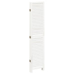 Room Divider 5 Panels Retro White Solid Wood Paulownia