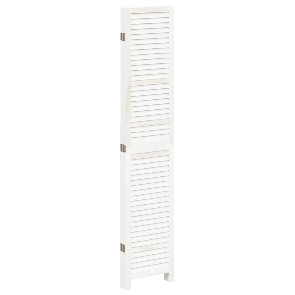 Room Divider 5 Panels White Solid Wood Paulownia