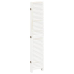 Room Divider 5 Panels Retro White Solid Wood Paulownia