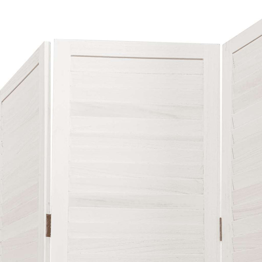 Room Divider 5 Panels Retro White Solid Wood Paulownia