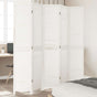 Room Divider 5 Panels Retro White Solid Wood Paulownia
