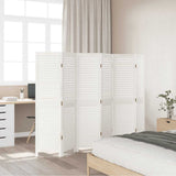 Room Divider 6 Panels White Solid Wood Paulownia