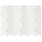 Room Divider 6 Panels White Solid Wood Paulownia