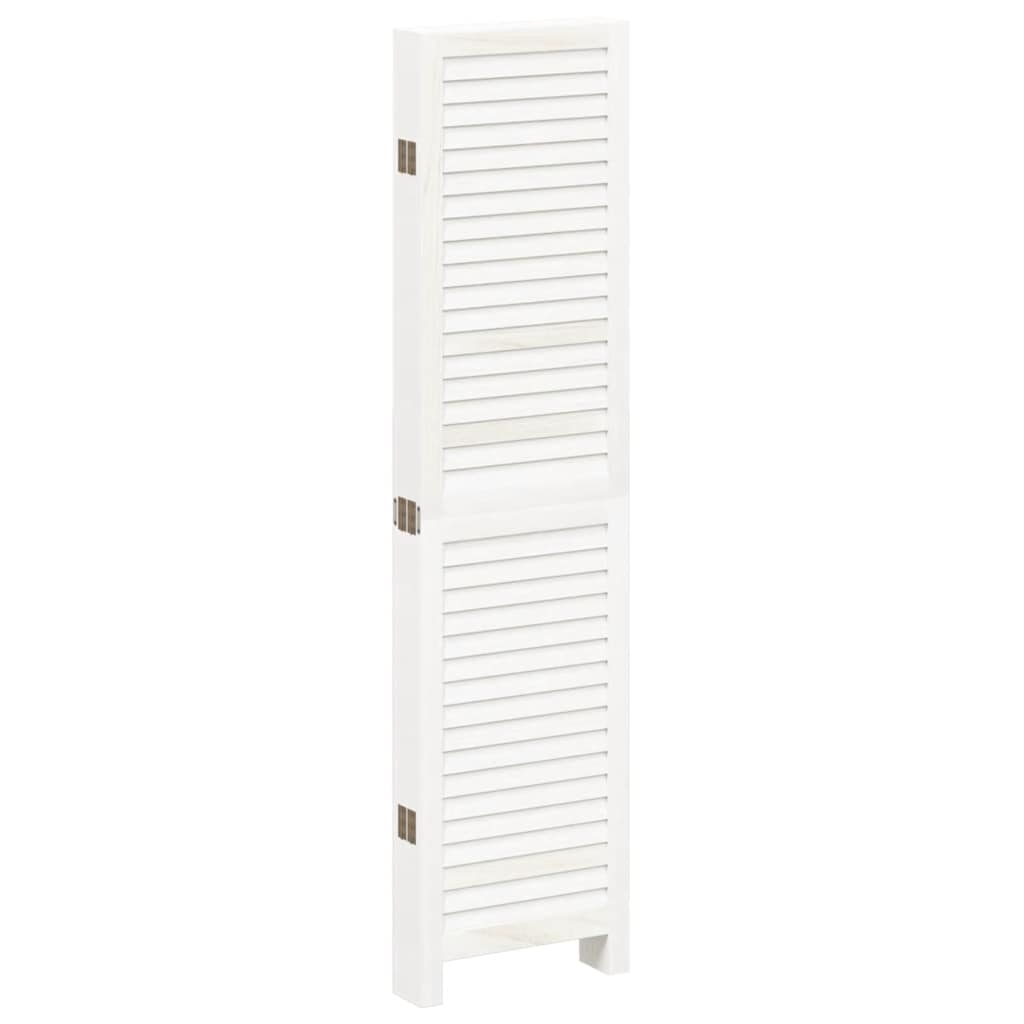 Room Divider 6 Panels White Solid Wood Paulownia