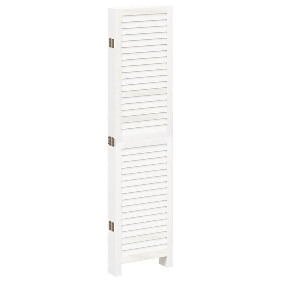 Room Divider 6 Panels Retro White Solid Wood Paulownia