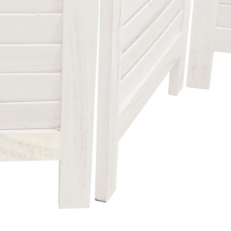 Room Divider 6 Panels Retro White Solid Wood Paulownia