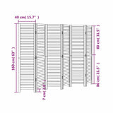 Room Divider 6 Panels White Solid Wood Paulownia