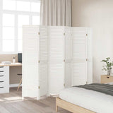 Room Divider 6 Panels White Solid Wood Paulownia