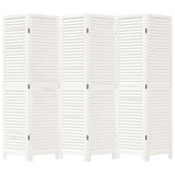 Room Divider 6 Panels White Solid Wood Paulownia