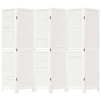Room Divider 6 Panels Retro White Solid Wood Paulownia