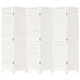 Room Divider 6 Panels White Solid Wood Paulownia - Top-Down View