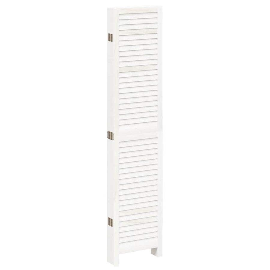 Room Divider 6 Panels Retro White Solid Wood Paulownia