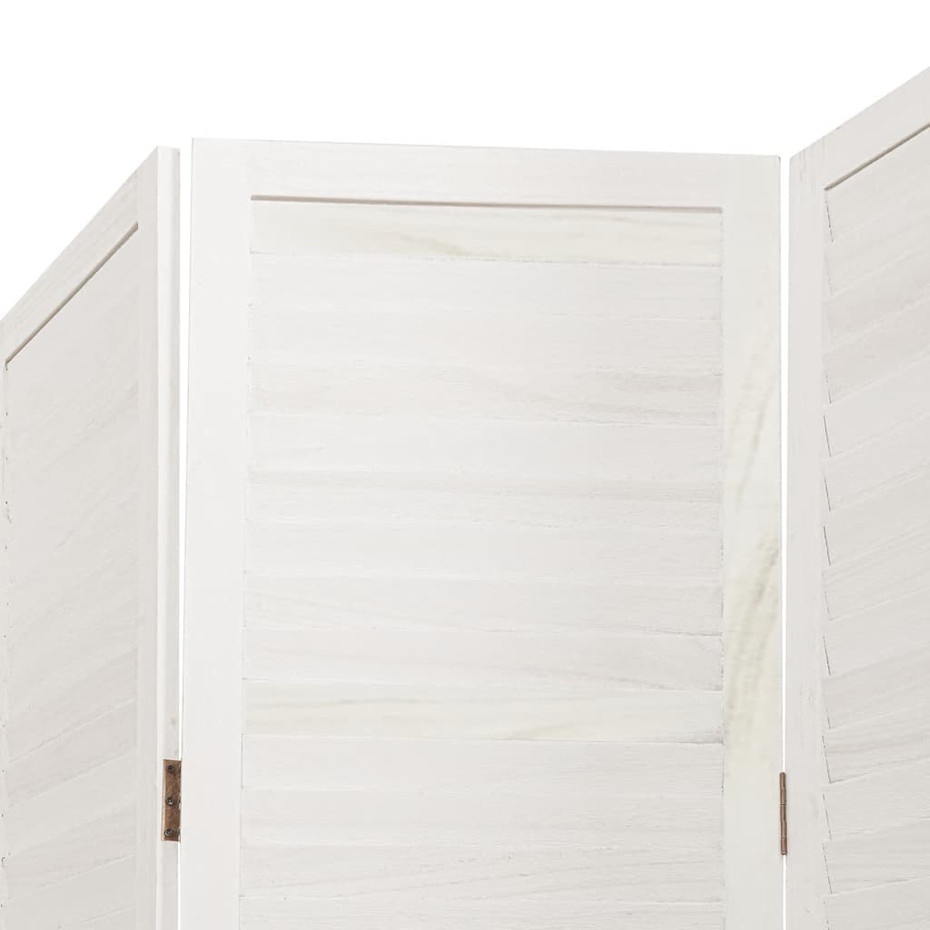 Room Divider 6 Panels White Solid Wood Paulownia