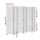 Room Divider 6 Panels White Solid Wood Paulownia