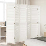 Room Divider 6 Panels White Solid Wood Paulownia - Side View