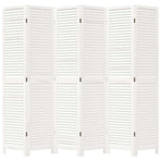 Room Divider 6 Panels Retro White Solid Wood Paulownia