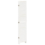 Room Divider 6 Panels Retro White Solid Wood Paulownia