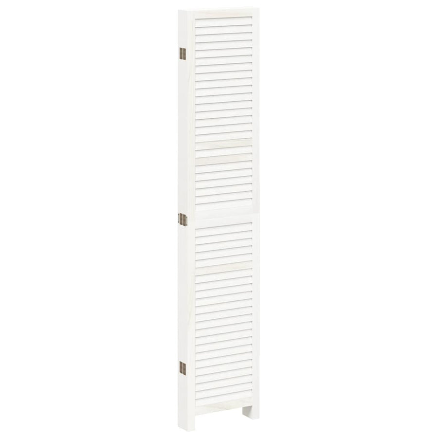 Room Divider 6 Panels Retro White Solid Wood Paulownia