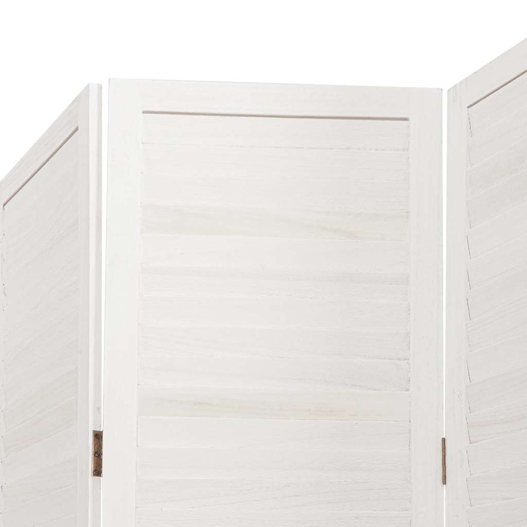 Room Divider 6 Panels White Solid Wood Paulownia