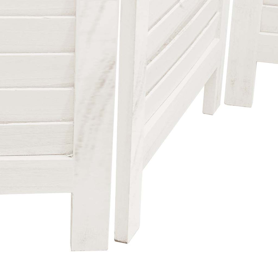 Room Divider 6 Panels Retro White Solid Wood Paulownia