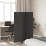 Room Divider 3 Panels Black Solid Wood Paulownia - Side View